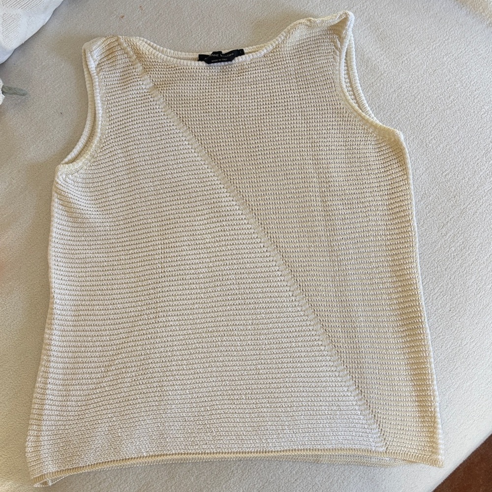 Adrienne Vittadini Cream Knit Tank Top